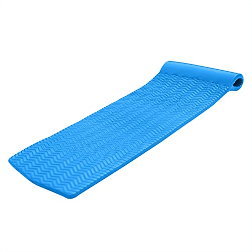 TRC Recreation Serenity 15 Thick Vinyl Coated Foam Swimming Pool Float Mat Adult Lounger with BuiltIn Roll Pillow Bahama Blue - Image 1