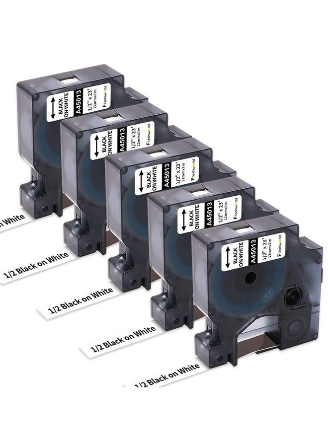 Freshworld 5Pack A45013 Compatible Dymo Label Maker Refills Dymo D1 Label Tape 45013 S0720530 Dymo D1 Labels Black On White1 2 Inch X 23Feet For Dymo Labelmanager 160 210D 260P 280 360D 420P 450D Colorpop - Image 2