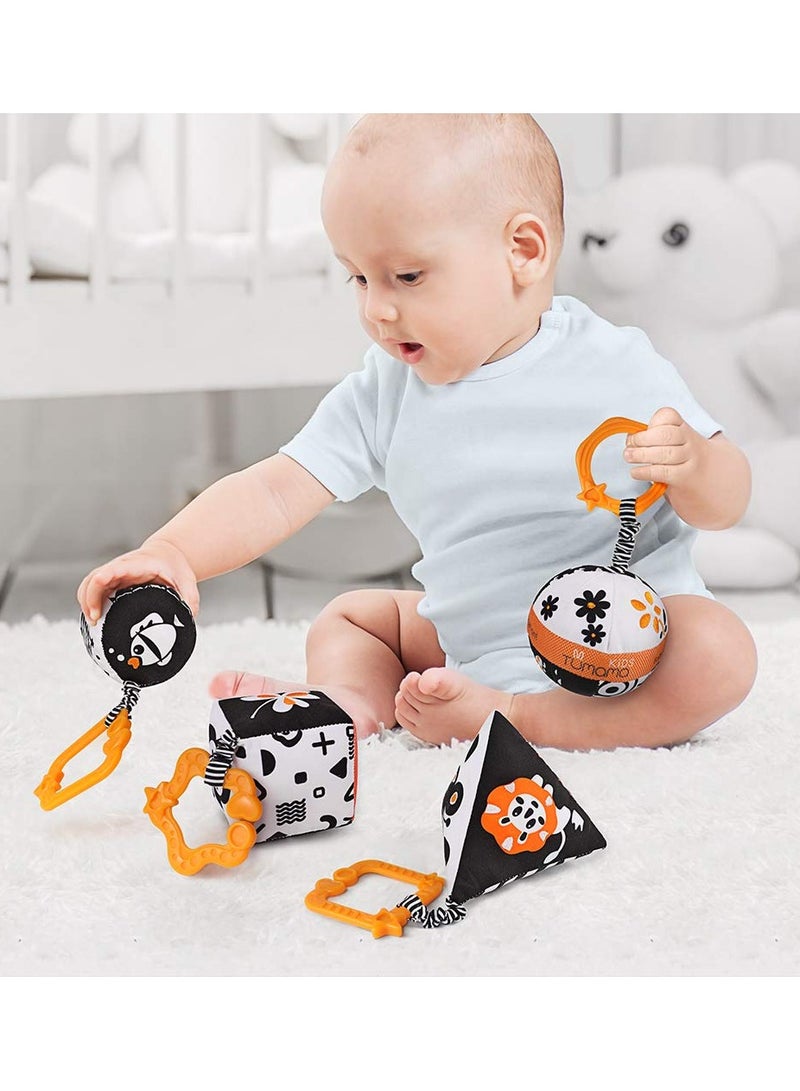 Zikra 4 Packs Baby Soft Hanging Rattle High Contrast Toys, Black and White Infant Toys 0 3 6 to 9 Months for Newborn, Baby Hanging Stroller Toy for Toddlers, Soft Sensory Rattles Toys Gift with Wind Chime - Image 5