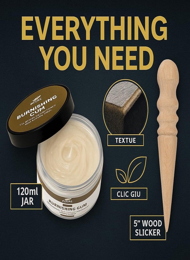 Eagle Leather Burnishing Gum Edge Finish Kit - Clear Leather Edge Sealer for Smooth Glossy - 4oz with Wood Slicker - Image 2