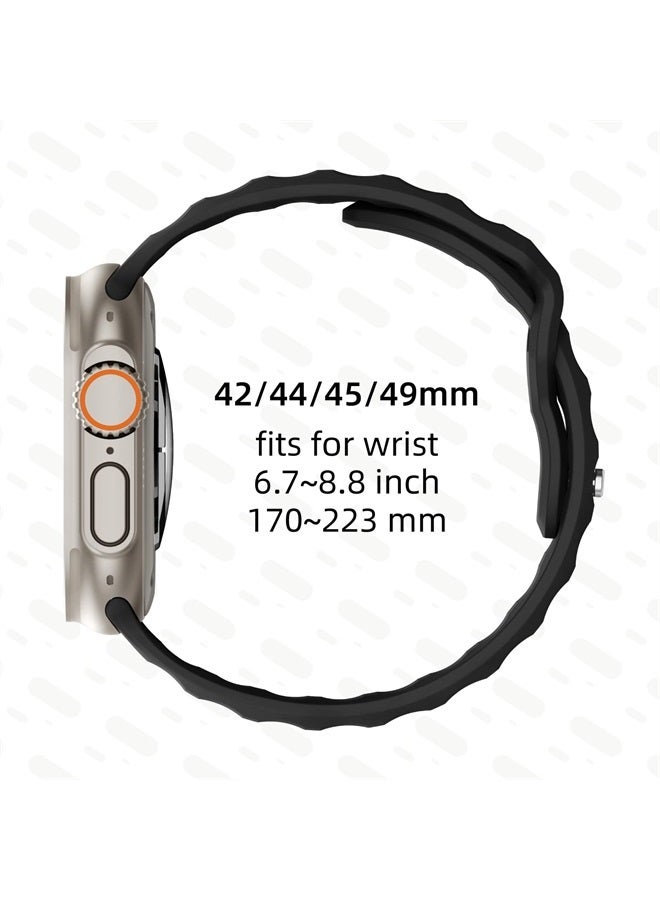 Suitisbest Sport Bands Compatible with Apple Watch Ultra Band 49mm 45mm 44mm 42mm for Men, Soft Silicone Wristbands Waterproof Replacement Strap for iWatch Series 8 7 6 5 SE Ultra, 2 Packs - Image 4