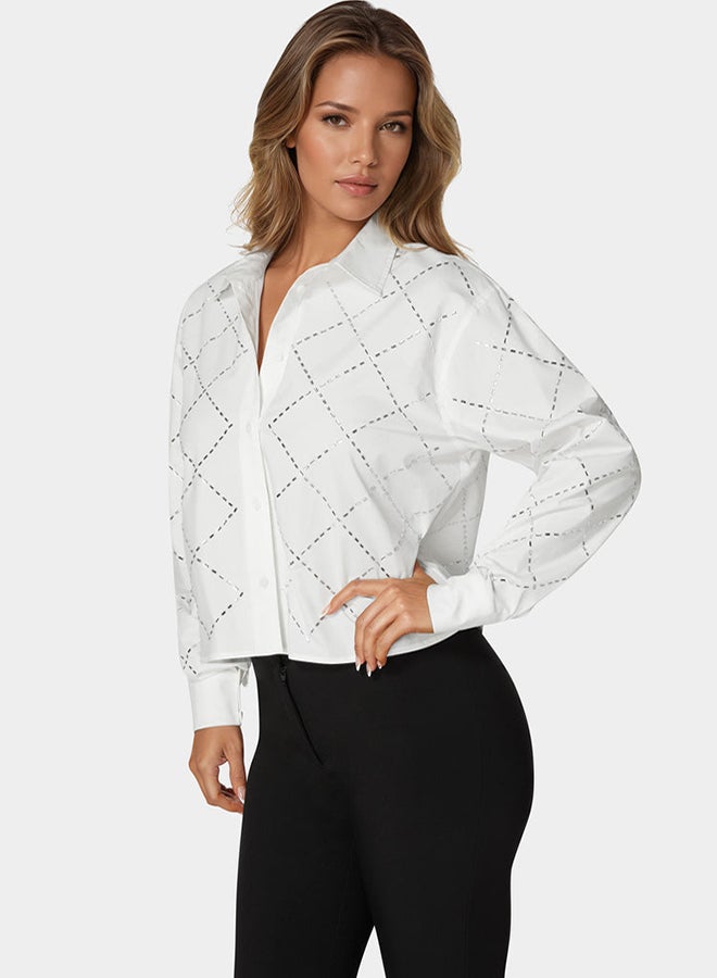 bebe Rhinestone Long Sleeve Blouse  - Image 2
