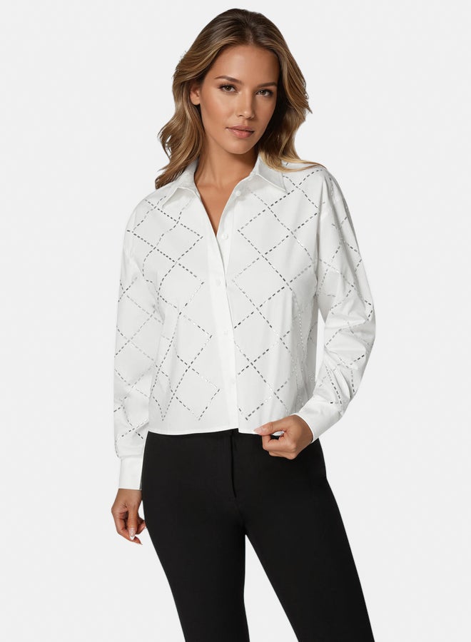 bebe Rhinestone Long Sleeve Blouse  - Image 1