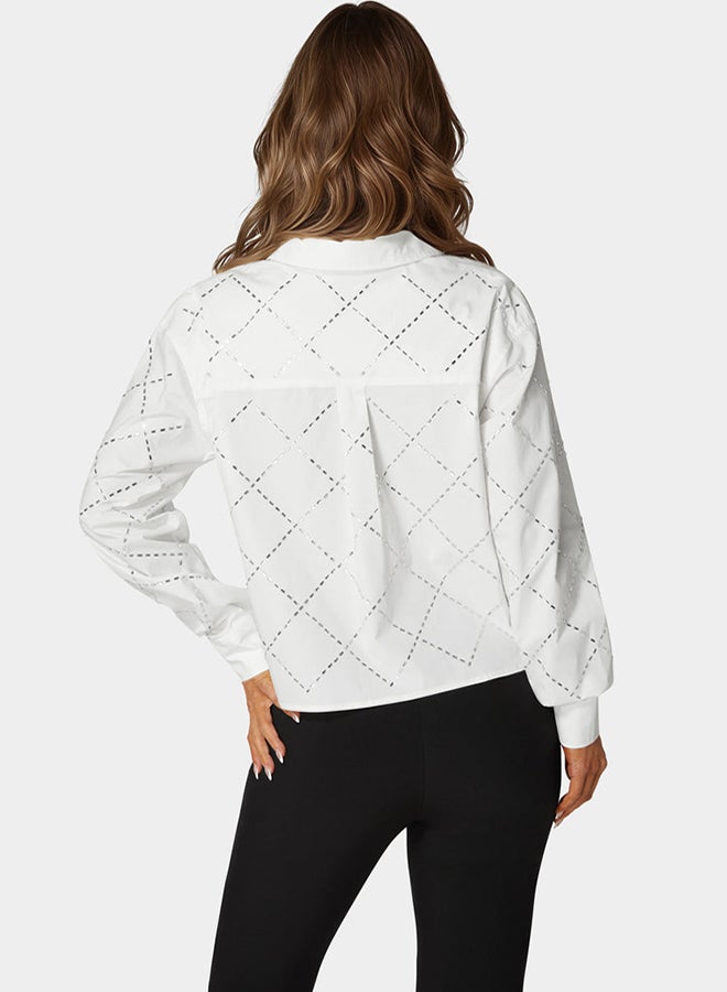 bebe Rhinestone Long Sleeve Blouse  - Image 4