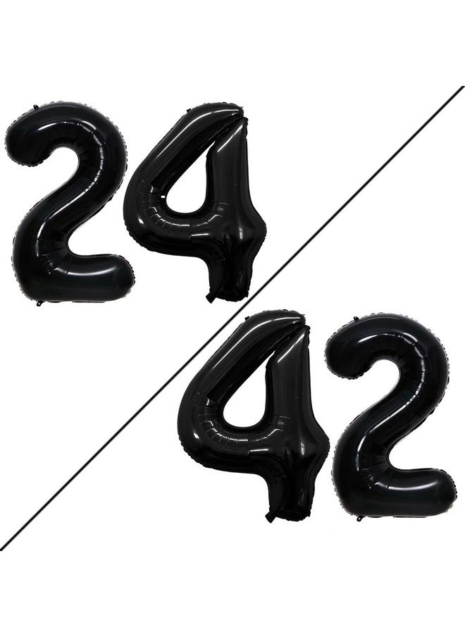 GOER 42 Inch Black Number 24 Number 42 Balloonsjumbo Foil Helium Balloons For 24Th Or 42Nd Birthday Party Decorations And Anniversary Event  - Image 2