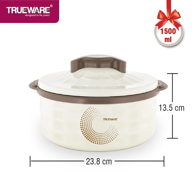 Trueware TRUEWARE Stylus Casserole 1800 Inner Steel Casserole 1500 ml Brown PU Insulated BPA free Odour Proof Food Grade Easy to Carry Easy to Store Ideal For Chapatti Roti Curd Maker Kitchen Storage Kitchen accesseroies Thermoware Hot Pot  - Image 2