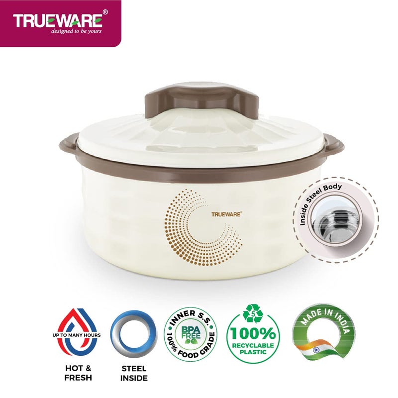 Trueware TRUEWARE Stylus Casserole 1800 Inner Steel Casserole 1500 ml Brown PU Insulated BPA free Odour Proof Food Grade Easy to Carry Easy to Store Ideal For Chapatti Roti Curd Maker Kitchen Storage Kitchen accesseroies Thermoware Hot Pot  - Image 3