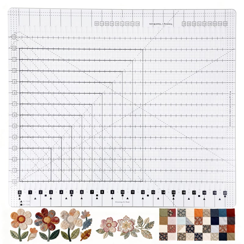 ZXCTETO 17-3/4 "x 22" XL Slotted Quilting Ruler â€“ Non-Slip Acrylic Template for Precision Sewing, Quilting & Craft Projects - Image 1
