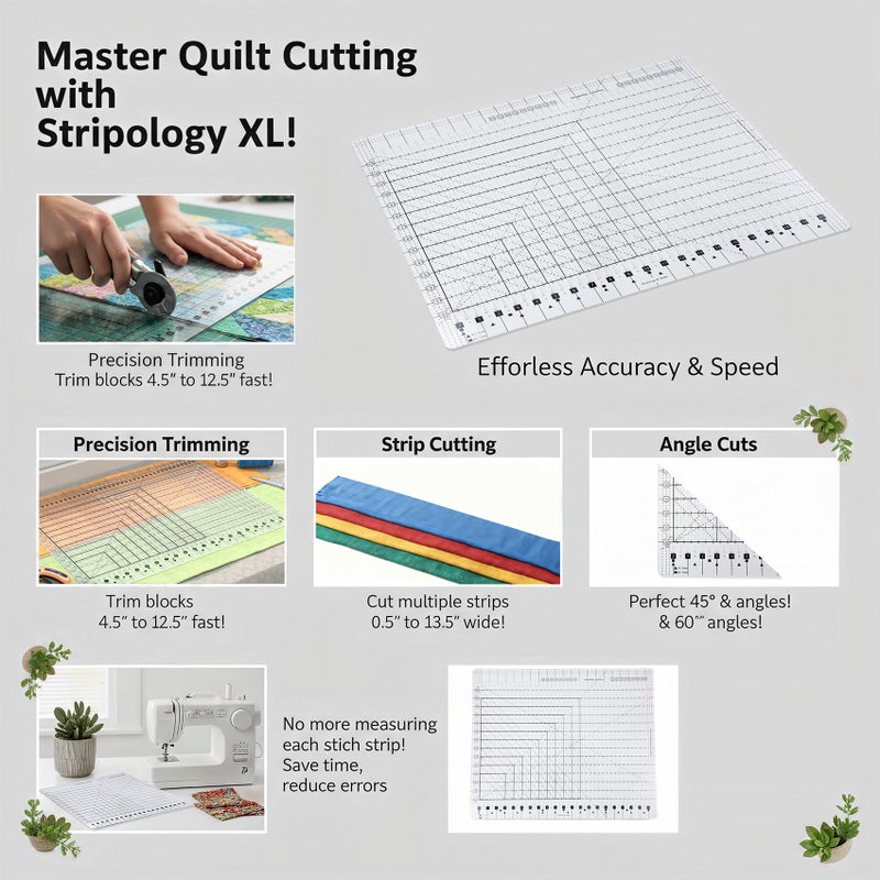 ZXCTETO 17-3/4 "x 22" XL Slotted Quilting Ruler â€“ Non-Slip Acrylic Template for Precision Sewing, Quilting & Craft Projects - Image 5