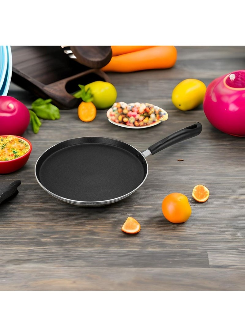 Auroware Auroware Non Stick 28cm Tawa Pan Black Aluminium Induction Bottom Three Layer coating Long lasting Solid Handle  - Image 3