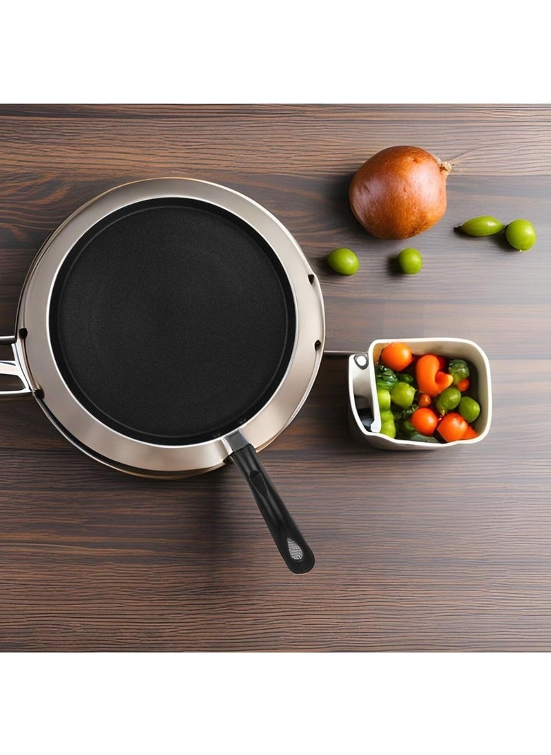 Auroware Auroware Non Stick 28cm Tawa Pan Black Aluminium Induction Bottom Three Layer coating Long lasting Solid Handle  - Image 5