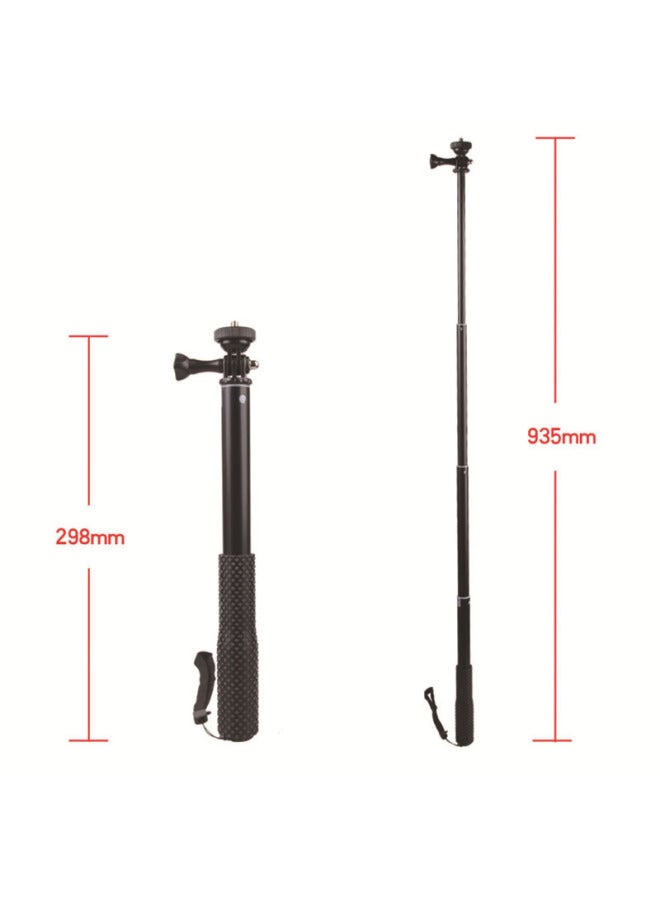 general Direct Aluminum Alloy Telescopic Rod Outdoor Live Selfie Stick Handheld Sports Camera Gopro Selfie Stick-Color:Black - Image 2