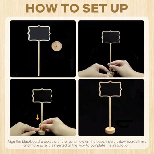 Climberty® 10Pcs Mini Chalkboard Sign Stands Writable Message Chalkboard Labeling Signs for Buffet or Food, Decorative Nameplates with Wooden Base for Catering, Wedding, Party, Festivals, 3.3x2.4 inch - Image 3