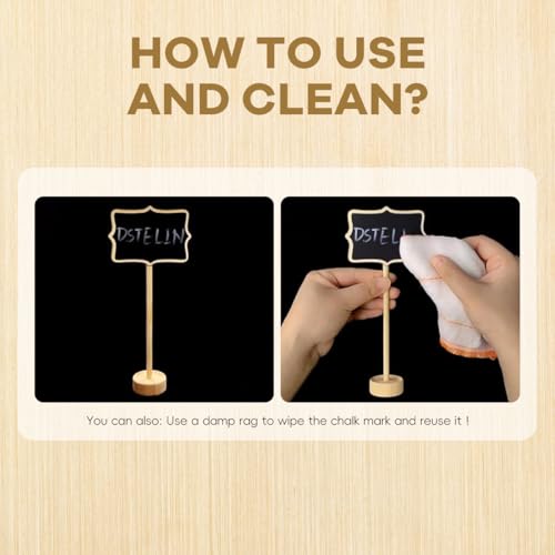 Climberty® 10Pcs Mini Chalkboard Sign Stands Writable Message Chalkboard Labeling Signs for Buffet or Food, Decorative Nameplates with Wooden Base for Catering, Wedding, Party, Festivals, 3.3x2.4 inch - Image 4