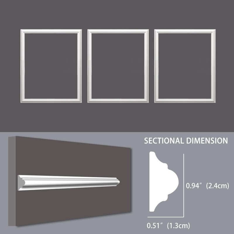 Lunghaa 3-Frame 16" x 20" Premade Accent Wall Molding Kit, Ready-to-Assemble Wainscoting Panels, Pre-Cut Chair Rail Moulding Trim Picture Frame for Home DÃ©cor - Image 4