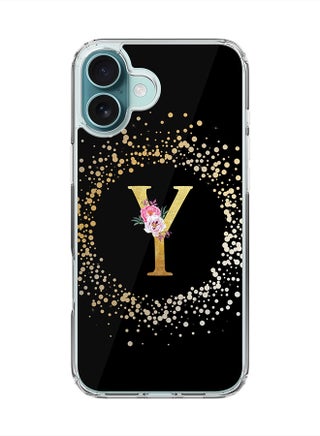 Custom Monogram Floral - Y ( Black )