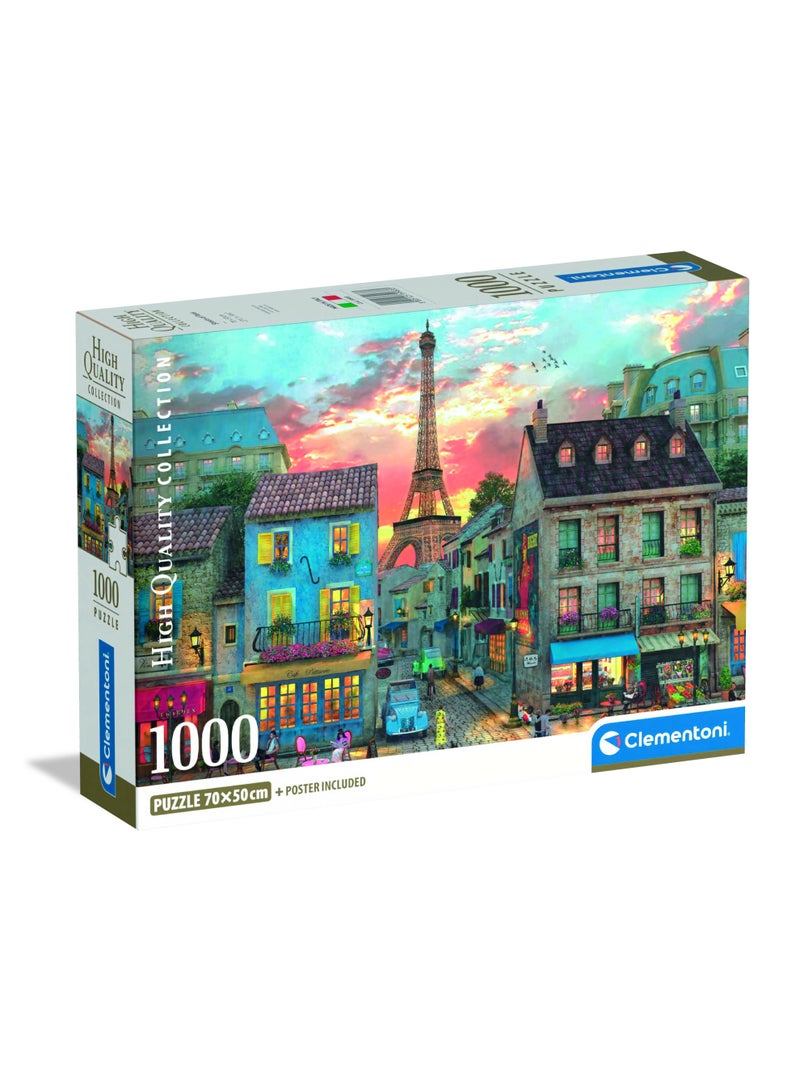 Clementoni Puzzle HQC Street of Paris + Poster 1000-Pieces | Jigsaw Puzzle | Puzzle for Adults | Challenging Puzzle | Perfect for Stress Reliever and Puzzle Lovers | Made in Italy - Image 1