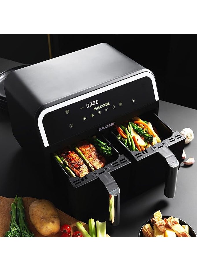 Salter - Salter EK4548 Dual Air Fryer - Double Drawer, 2 XL Non-Stick Cooking Trays, Sync & Match Cook Function, Independent Cooking, 8.2L, Sensor Touch Display. - Image 1