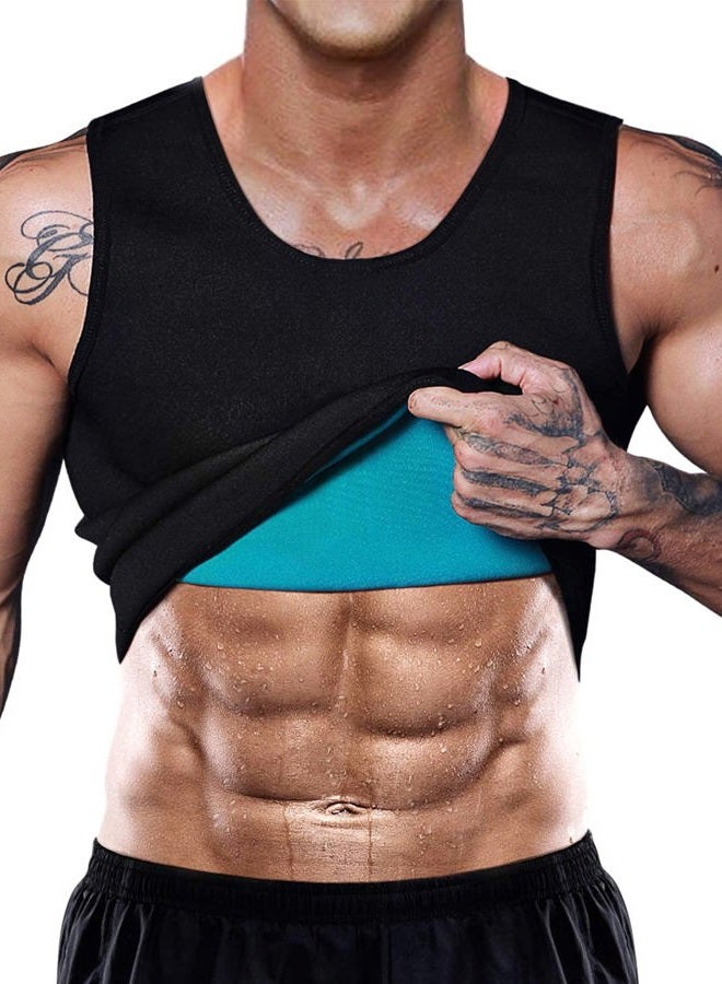 NonEcho (X-Large, SS90 Black) - Men Neoprene Waist Trainer Vest Weight Loss Hot Sweat Slimming Body Shaper Sauna Tank Top Workout Shirt Shapewear No Zipper - Image 1