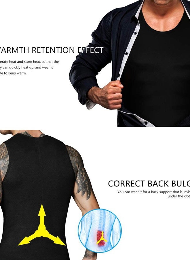 NonEcho (X-Large, SS90 Black) - Men Neoprene Waist Trainer Vest Weight Loss Hot Sweat Slimming Body Shaper Sauna Tank Top Workout Shirt Shapewear No Zipper - Image 3