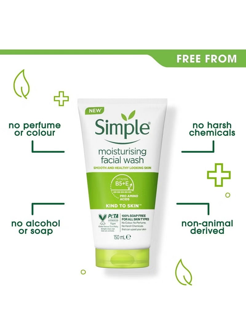 Simple Moisturizing Facial Wash 150ml – Gentle Hydrating Face Wash for Soft, Smooth & Healthy Skin | Soap-Free Cleanser for Sensitive Skin - Image 2