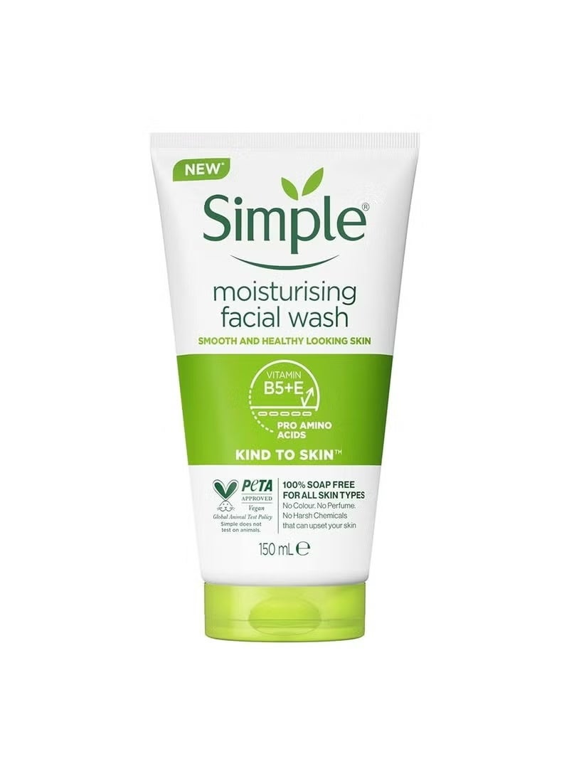 Simple Moisturizing Facial Wash 150ml – Gentle Hydrating Face Wash for Soft, Smooth & Healthy Skin | Soap-Free Cleanser for Sensitive Skin - Image 1