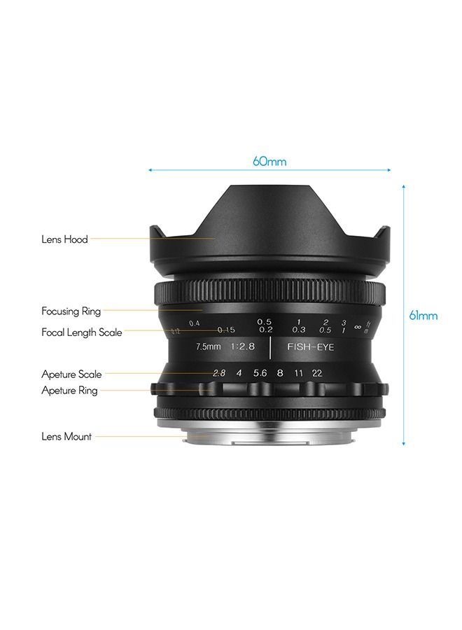 ANDOER 7.5mm Manual Focus Fisheye Lens  - Image 4