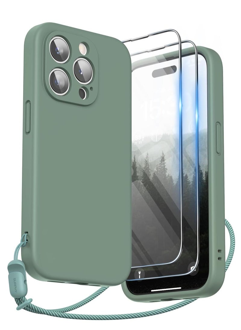 Raxoom Design for iPhone 15 Pro Max Case, Liquid Silicone [2 x Screen Protectors & 1 x Lanyard] Protection for Each Lens Shockproof Cover for iPhone 15 Pro Max 6.7 inch 2023, Cypress - Image 1