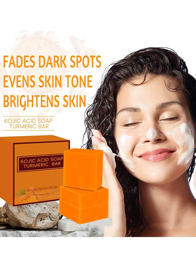 EELHOE Kojic Acid Soap Turmeric Bar- Anti-acne Dark Spot Corrector Soap,Brightning Deep Cleansing Face and Body Turmeric Soap, Tretinoin Soap, Acne Facial Turmeric Kojic Acid Soap Bar - Image 2
