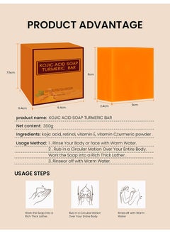 EELHOE Kojic Acid Soap Turmeric Bar- Anti-acne Dark Spot Corrector Soap,Brightning Deep Cleansing Face and Body Turmeric Soap, Tretinoin Soap, Acne Facial Turmeric Kojic Acid Soap Bar  - Image 5