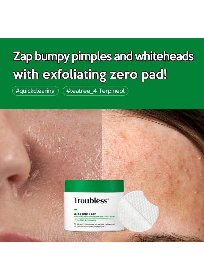 Troubless Troubless Clear Toner Pad for Face | Gentle Peeling & Facial Soothing Toner with Tea Tree, 60 pads (5.57 oz)  - Image 4