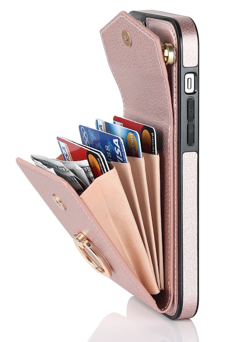 Suteni Ring Buckle Back Cover Card Slots Leather Phone Case for Samsung  - Image 2