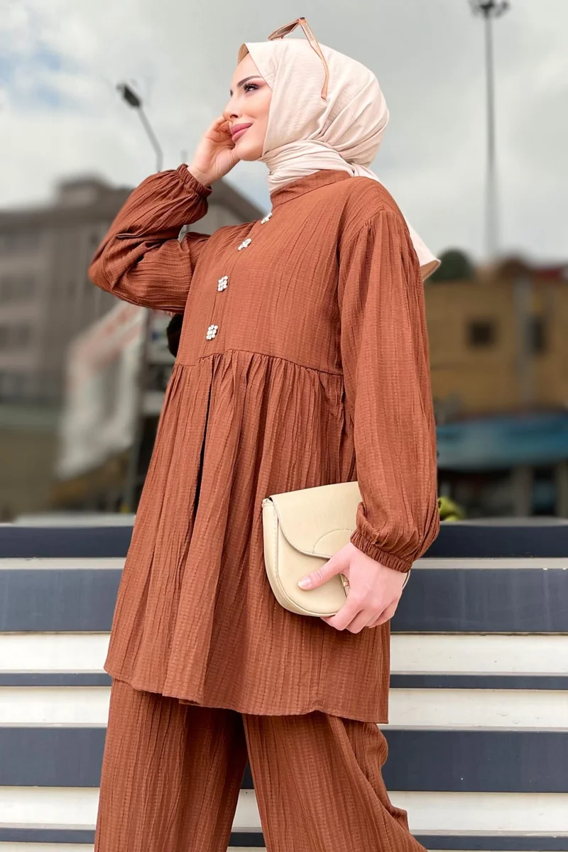 Tofisa 11629-BROWN Tunic+Pants