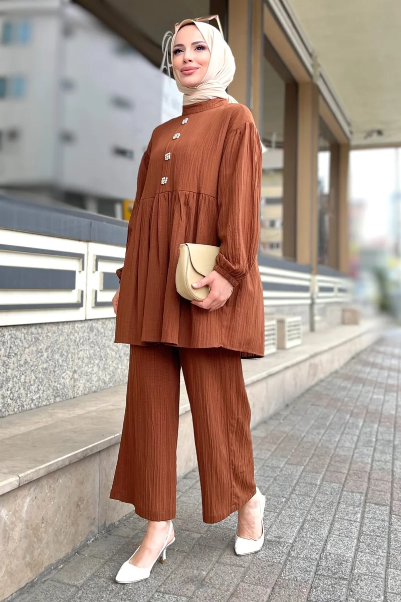 Tofisa 11629-BROWN Tunic+Pants