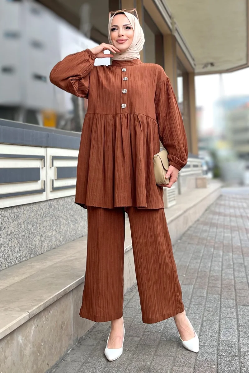 Tofisa 11629-BROWN Tunic+Pants