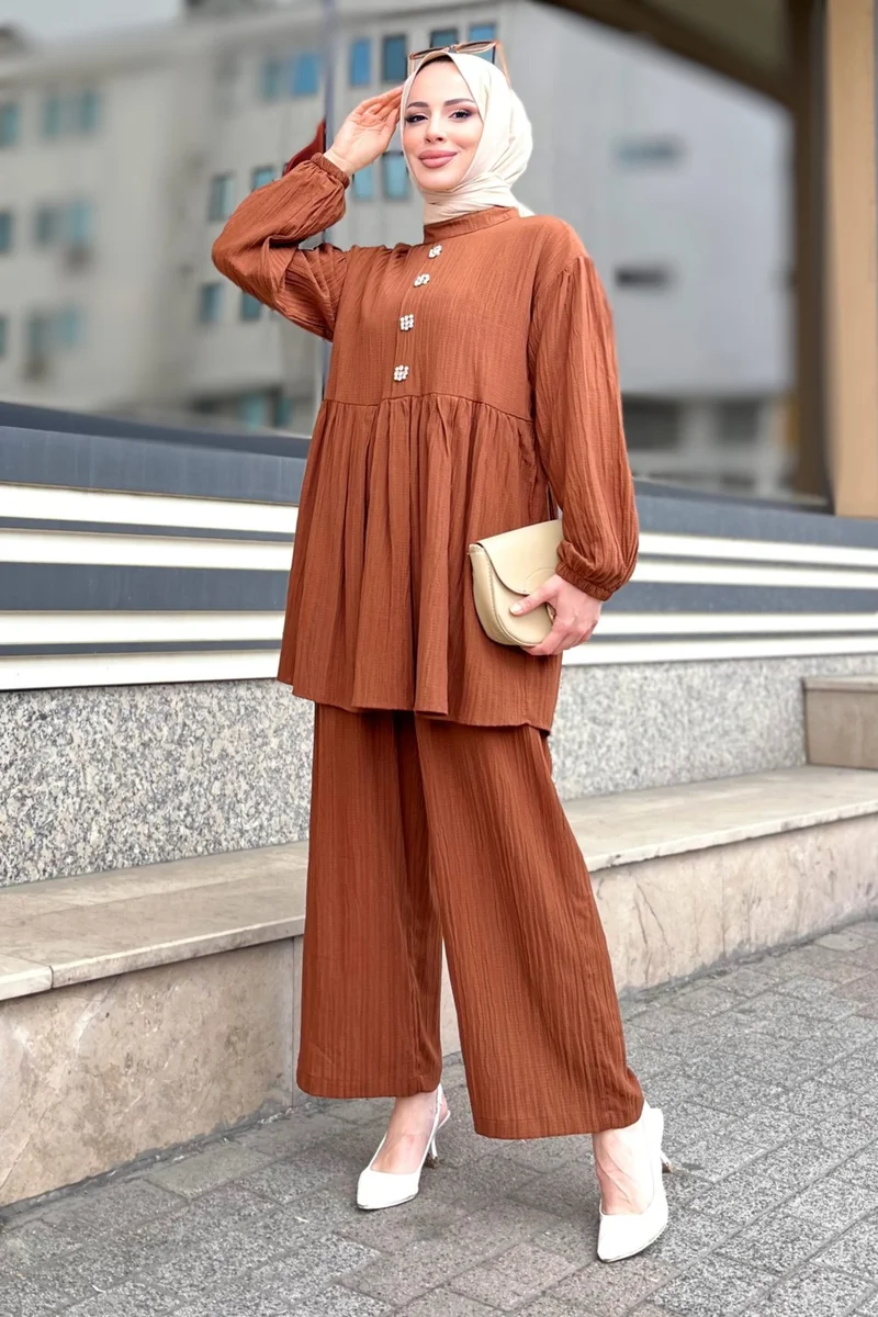 Tofisa 11629-BROWN Tunic+Pants
