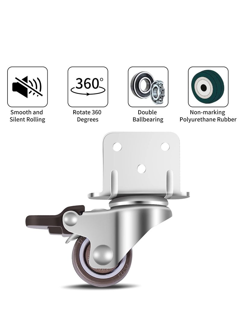 Generic Silent Swivel Casters - 4 Pack, No Floor Marks, 25mm L-Mount Plate, Rubber Wheels for Furniture & Cribs (2 with Brakes, 2 Without)  - Image 5