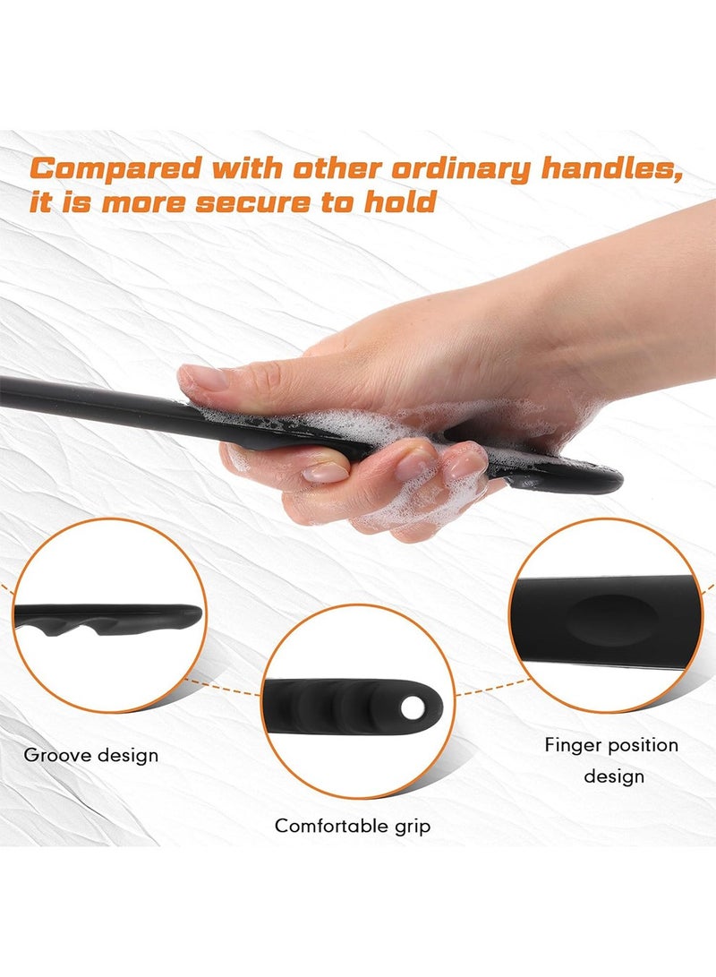 بكومور فرشاة ظهر من السيليكون بمقبض طويل، فرشاة للجسم على الوجهين للاستحمام، فرشاة استحمام ناعمة لتقشير وتدليك الجسم للرجال والنساء - Image 2