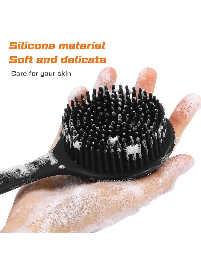 بكومور فرشاة ظهر من السيليكون بمقبض طويل، فرشاة للجسم على الوجهين للاستحمام، فرشاة استحمام ناعمة لتقشير وتدليك الجسم للرجال والنساء - Image 3