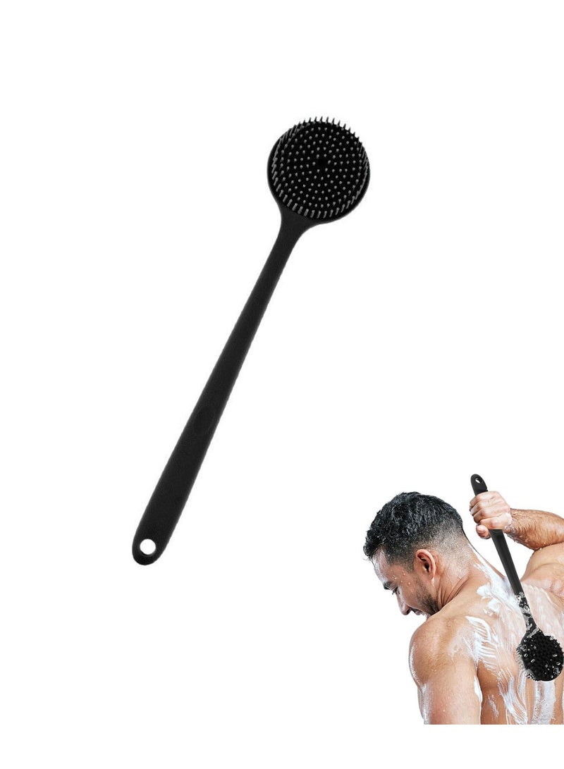 بكومور فرشاة ظهر من السيليكون بمقبض طويل، فرشاة للجسم على الوجهين للاستحمام، فرشاة استحمام ناعمة لتقشير وتدليك الجسم للرجال والنساء - Image 1