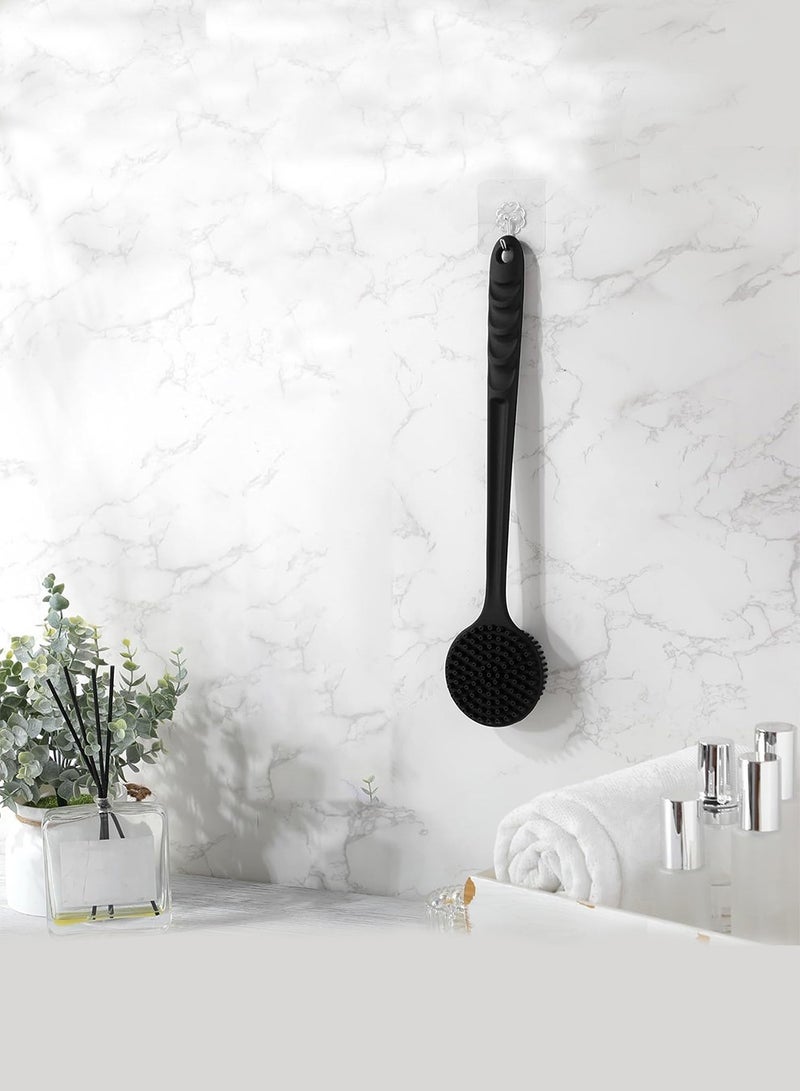 بكومور فرشاة ظهر من السيليكون بمقبض طويل، فرشاة للجسم على الوجهين للاستحمام، فرشاة استحمام ناعمة لتقشير وتدليك الجسم للرجال والنساء - Image 5