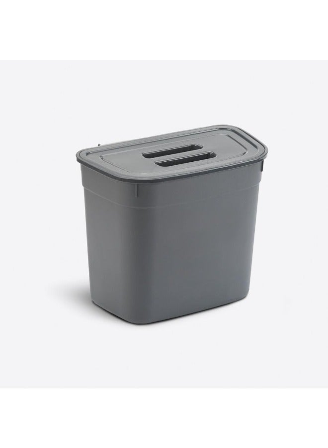 دلو معلق مع غطاء، سلة مطبخ بلاستيكية، تصنيف باب الخزانة، منظم سلة المهملات تحت حوض المطبخ (اسود)، يُفتح من أعلى - Image 1