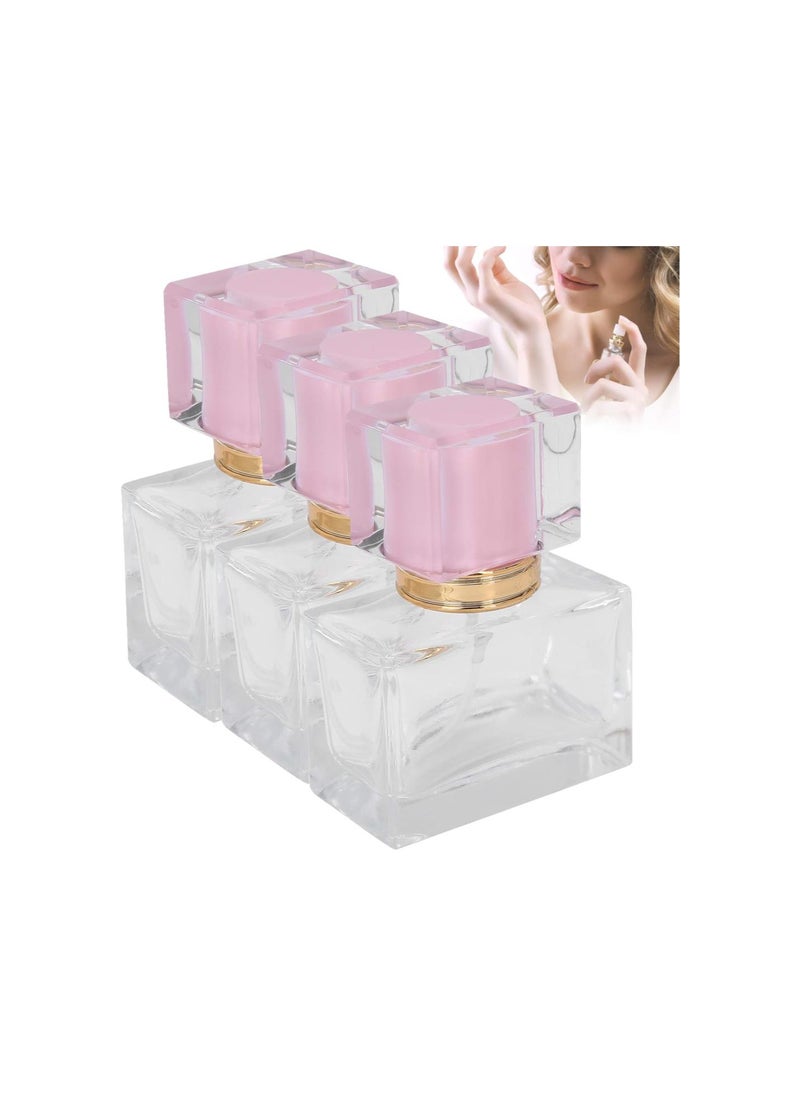 Generic 3pcs Glass Empty Perfume Bottle Makeup Refillable Perfume Spray Dispenser Bottle Glass Atomizer Dispenser Makeup Portable Travel Empty Mini 30ml (Pink)  - Image 1