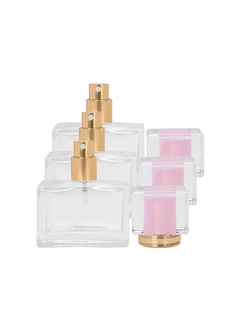 Generic 3pcs Glass Empty Perfume Bottle Makeup Refillable Perfume Spray Dispenser Bottle Glass Atomizer Dispenser Makeup Portable Travel Empty Mini 30ml (Pink)  - Image 3