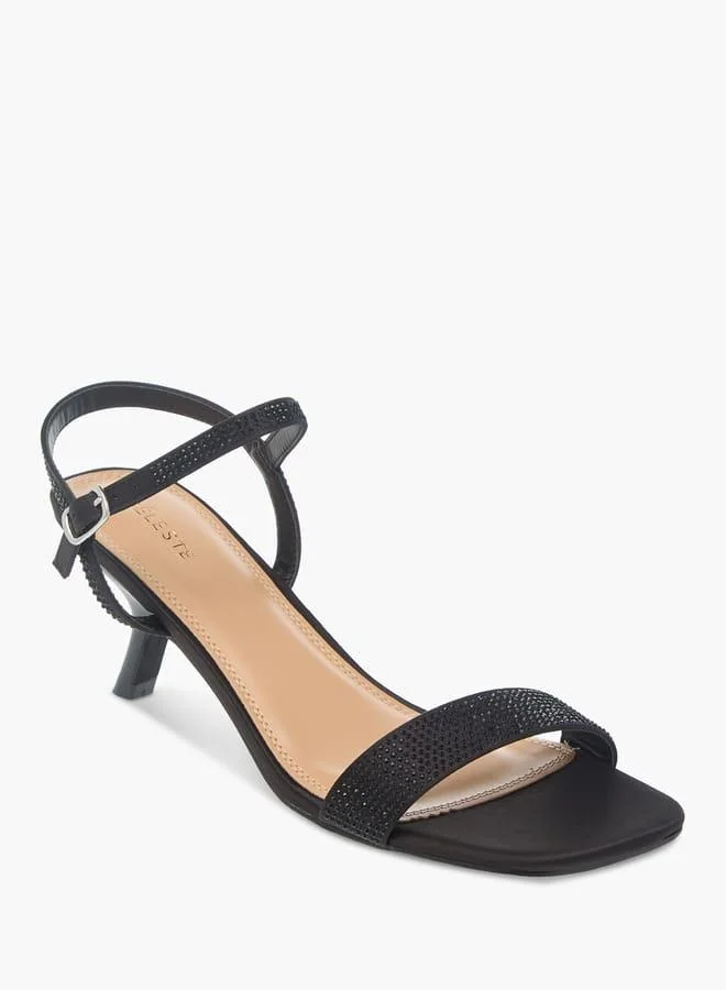 سيليست صنادل نسائية مزينة بكعب قطة وإغلاق بحزام