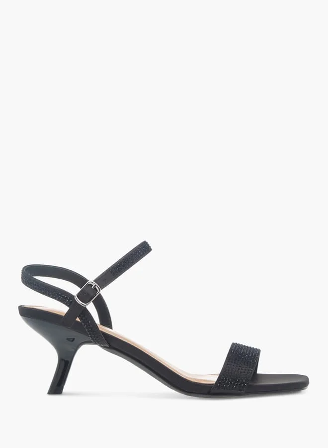 Celeste Women's Embellished Sandals with Kitten Heels and Buckle Closure