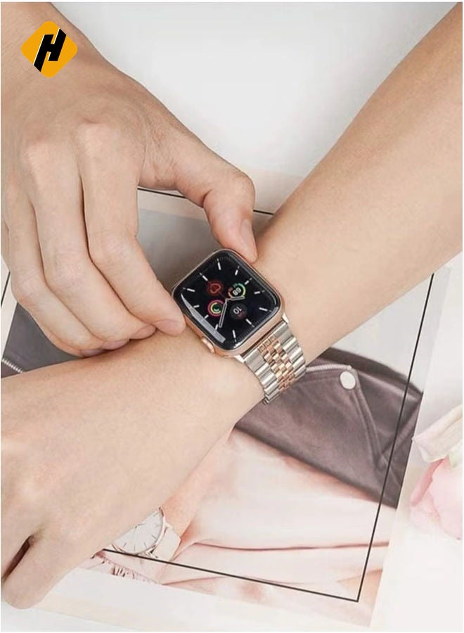 HuHa Replacement Band Compatible with Apple Watch 44mm / 42mm Stainless Steel Solid Strap Metal Bracelet for Apple Watch Series 7 6 5 4 3 2 SE (Silver  - Image 5
