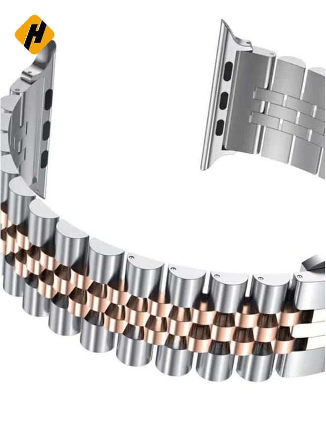 HuHa Replacement Band Compatible with Apple Watch 44mm / 42mm Stainless Steel Solid Strap Metal Bracelet for Apple Watch Series 7 6 5 4 3 2 SE (Silver  - Image 4