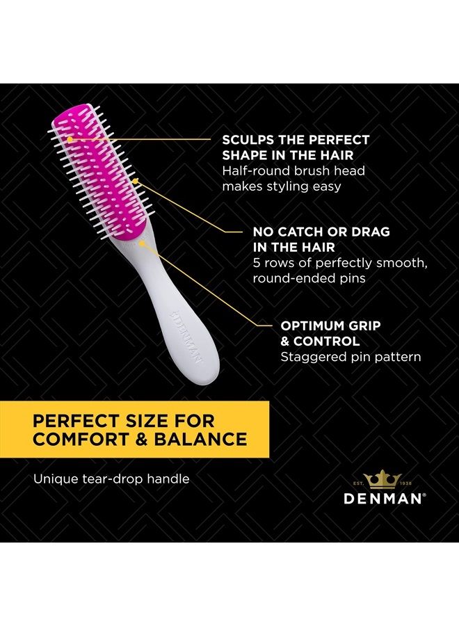 DENMAN Hair Brush for Curly Hair (Cherry Blossom) 5 Row Classic Styling Brush for Detangling, Separating, Shaping and Defining Curls. Best for Styling Naturally Curly Hair and Creating Ringlets - Image 5