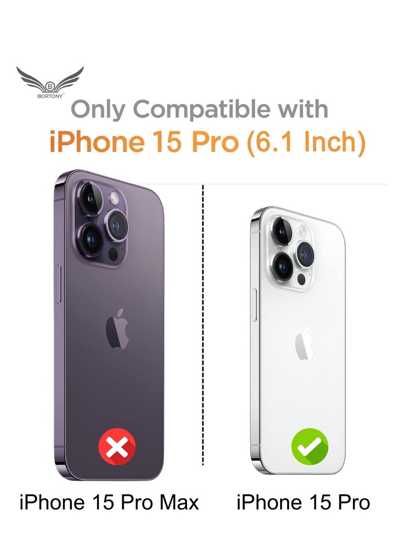 BORTONY - iPhone 15 Pro Case with 2X Screen Protector【3 in 1】Liquid Silicone Soft Silky Touch iPhone 15 Pro Cover Inside Microfiber Anti Scratch Shockproof Protective Case Cover - Image 1